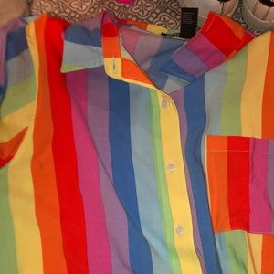 F21 rainbow button up
